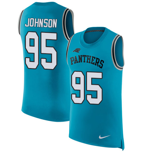 Nike Panthers #95 Charles Johnson Blue Alternate Men's Stitched NFL Limited Rush Tank Top Jersey